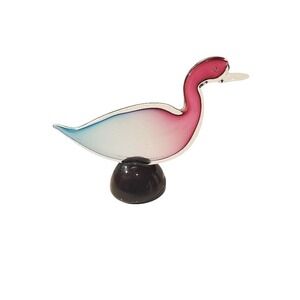 Vintage Murano, Sommerso Italian Art Glass, Duck Sculpture, Purple Blue Figurine